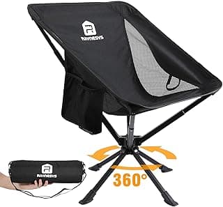 Raynesys 1 Pack Portable Camping Chair, Flexible 360° Rotation, Easy Carry, 8 Seconds Quick Setup Folding Camping Chair, 3.8Lb Lightweight Folding Chairs for Hiking, Beach, Sporting, Travel