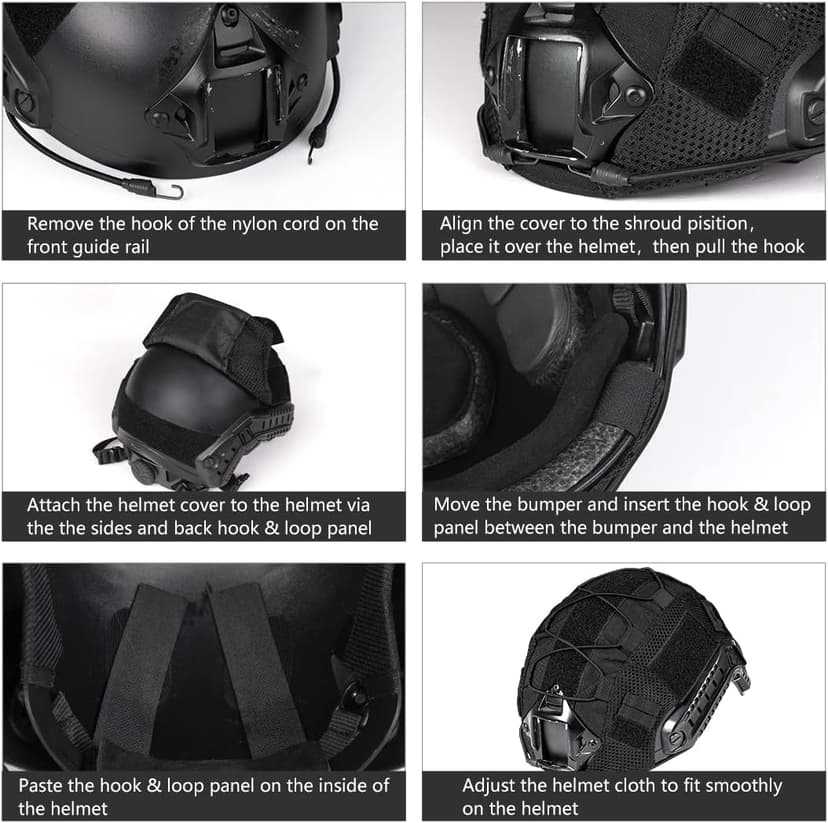 IDOGEAR Tactical Helmet Cover for Fast Helmet camo Helmet Cover for Airsoft Helmet in Size M/L, Military Paintball Hunting Shooting Gear - 500D Nylon - Without Helmet