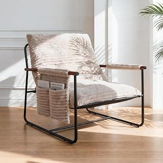 Comfy Accent Chair Cozy Reclining Sleeper Oversized Recliner Arm Chairs for Living Room Modern Lounge Armchair with Wood Armrests Sturdy Upholstered Single Sofa for Bedroom Home Office