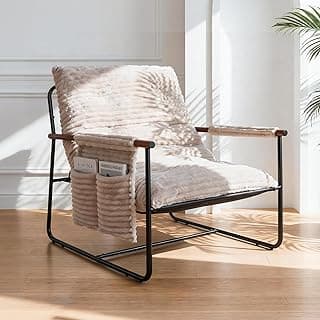 Comfy Accent Chair Cozy Reclining Sleeper Oversized Recliner Arm Chairs for Living Room Modern Lounge Armchair with Wood Armrests Sturdy Upholstered Single Sofa for Bedroom Home Office