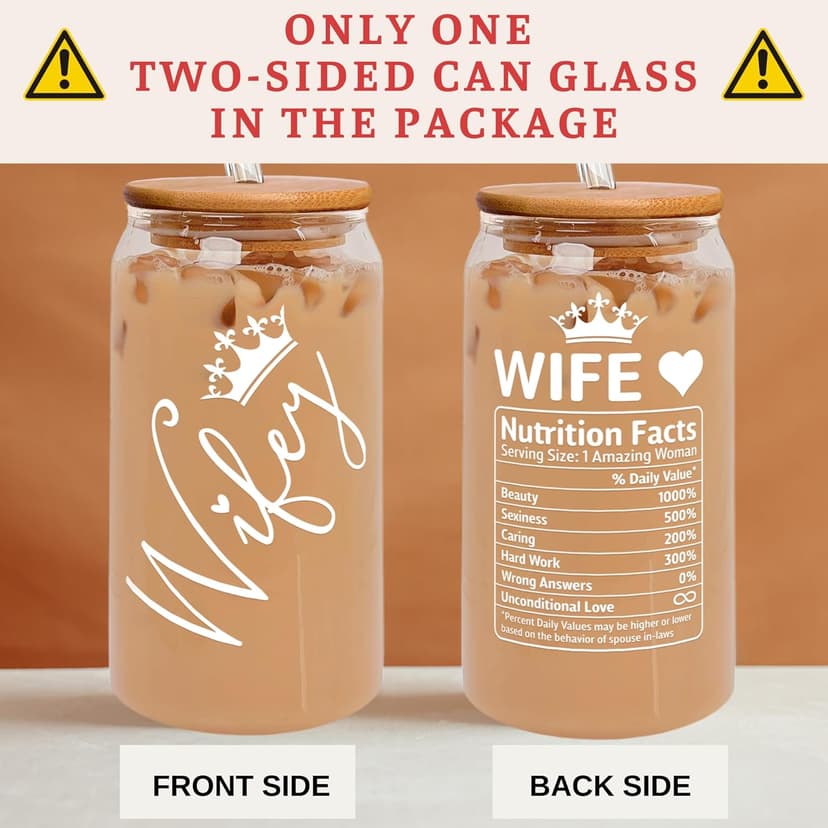 Gifts for Wife from Husband - Wedding Anniversary for Women, Birthday, Mothers Day, Christmas Wife Gifts for Her - Romantic Love Gift for Her - 16 Oz Can Glass