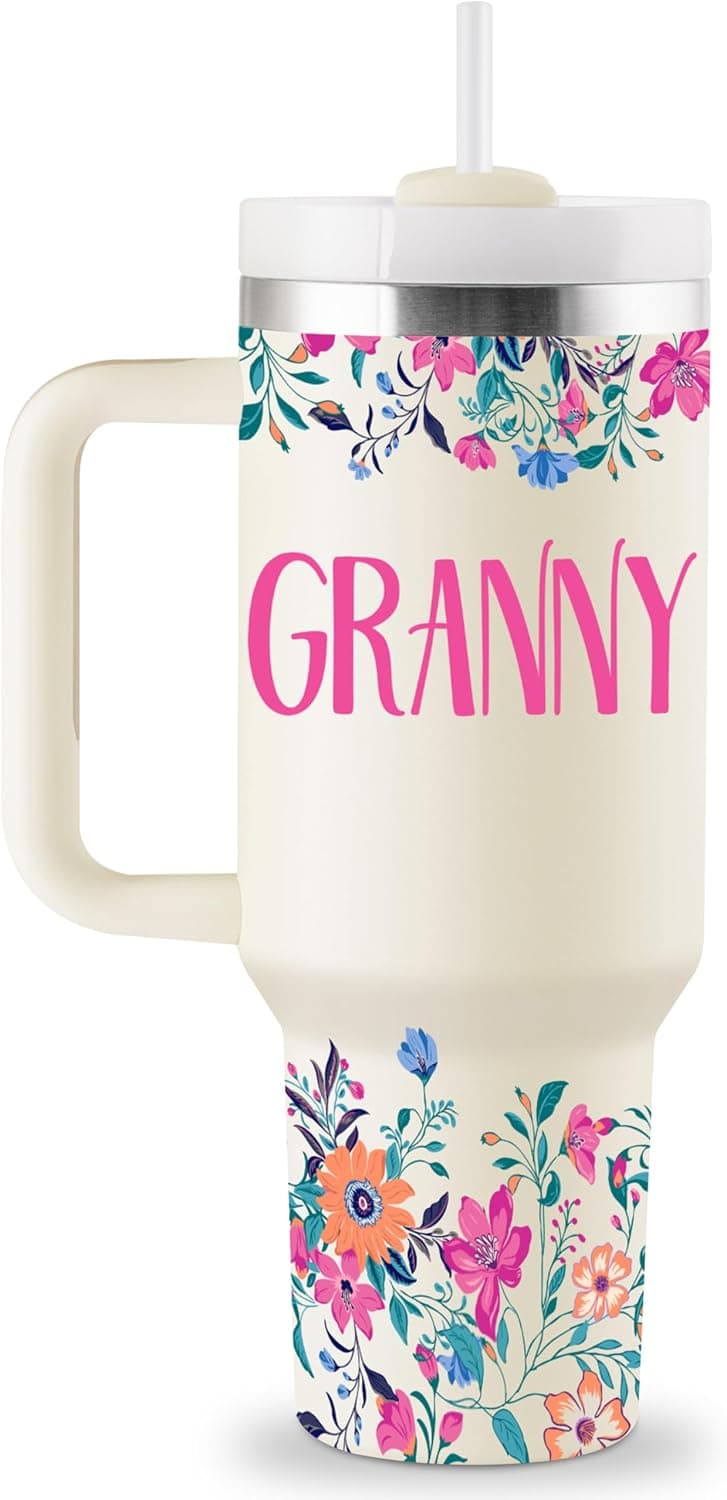 Granny Gifts from Grandkids for Mothers Day Christmas 40oz Travel Cup Insulated Tumbler with Lid & Straw ROSTANTEN Granny Gifts Birthday Gifts for Granny B0FS6SF32M