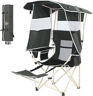 Nice C Chair with Canopy, Umbrella Chairs, Chair with Shades, Sports Chairs, w/Removable Footrest, Cooler Bag, Cup Holder for Camping, Fishing, Sports, Soccer, Beach (1-P Green)