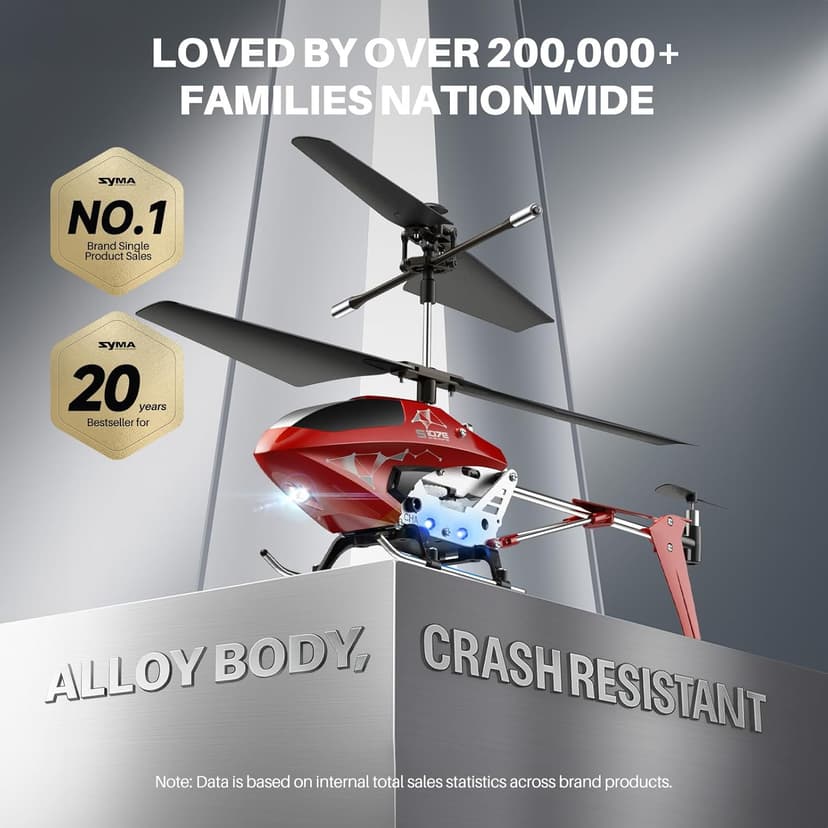 SYMA S107H-E RC Helicopter for Kids 8-12 and Beginners, Remote Control Helicopter with Altitude Hold, 2 Speed Modes, Whole Alloy Toy for Boys Girls Indoor Gift