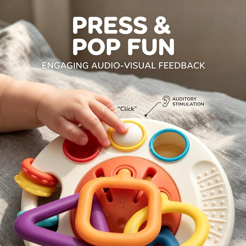 Silicone Teething and Car activities, Baby Shower Gifts for Infant 6-12 Months, 1 Year Old Boy and Girl Montessori Pull String Sensory Toy for Toddlers B0GZ3TLLZM