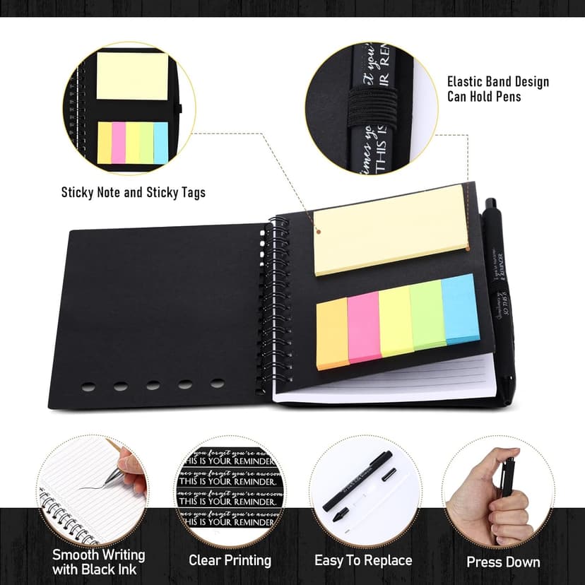 Appreciation Gift for Dsp Ma Coworker Office Staff, Customer Service Week, Thank You A6 Notebook Planner with Sticky Note Pen Resurhang 24 Set Customer Service Appreciation Gift for Staff, Black B0DG5J24WP