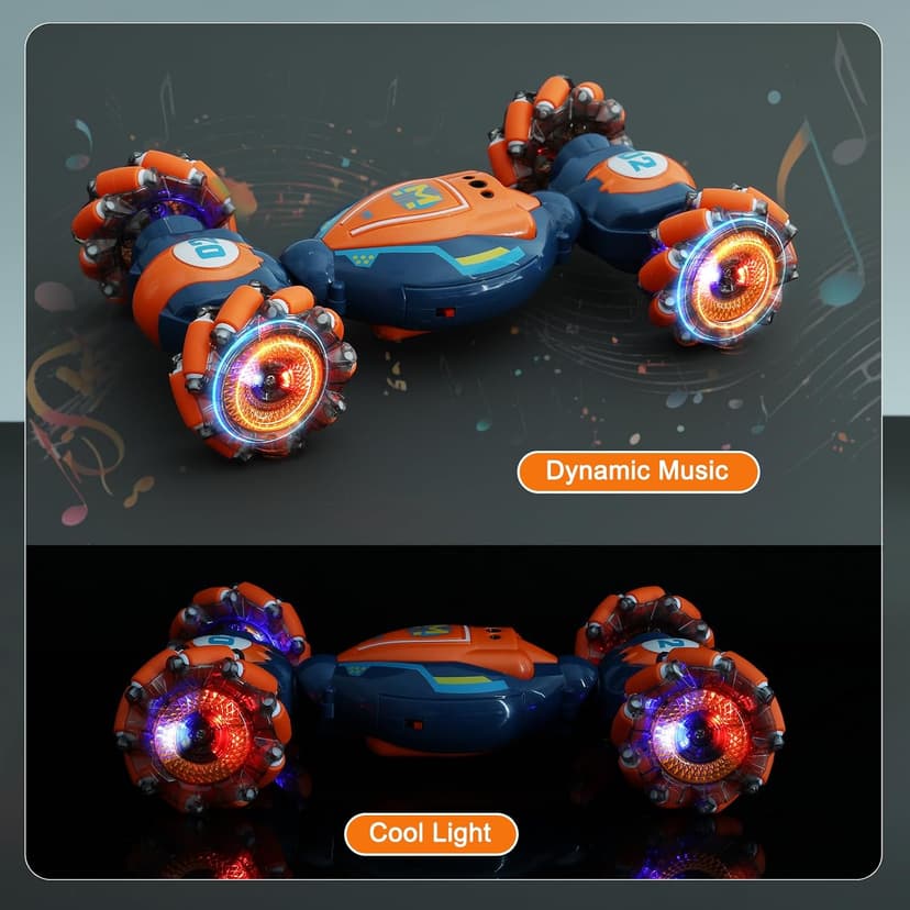 Gesture Sensing RC Stunt Car - Boys Girls Toys Age 6-8-12, 4WD Hand Controlled Remote Control Twist Car with Light & Music,Cool Birthday presents and Ideas Gifts for Kids Age 6 7 8 9 10 11 12 YearsOld B0CT8KCNBD