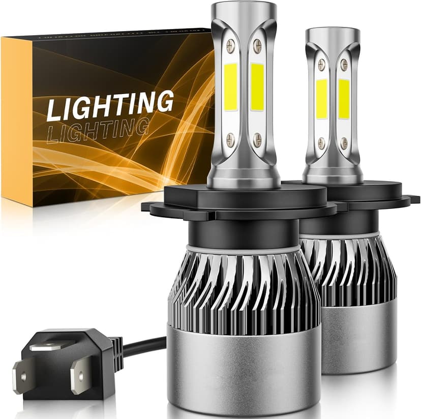 𝖧𝟦/𝟫𝟢𝟢𝟥/𝖧𝖡𝟤 Bulb 6500K Cool White 60000LM 900% Brighter, 1:1 Beam Plug and Play IP68 Waterproof Off-Road Lights, Pack of 2