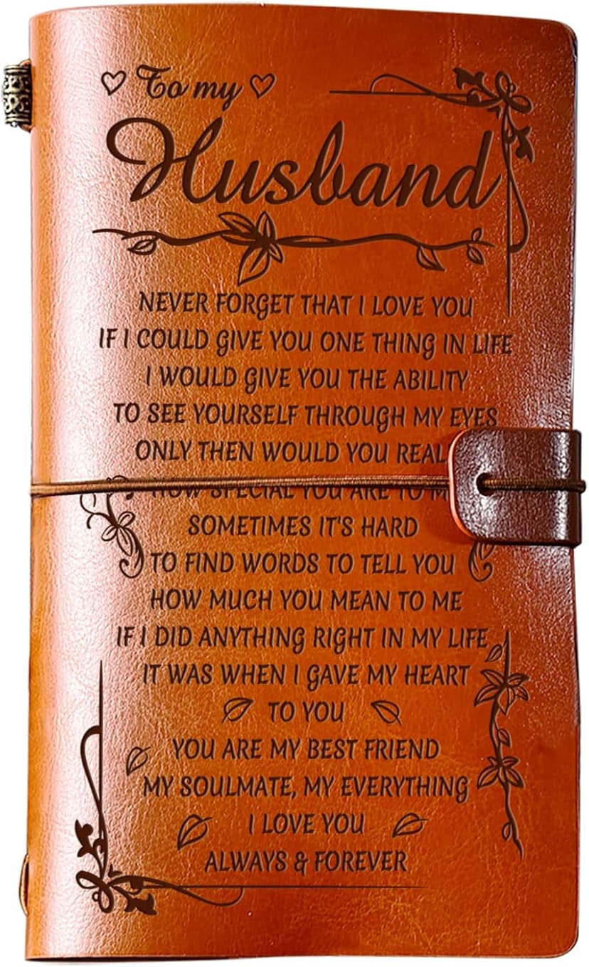 PRSTENLY Gifts for Husband Leather Journal, To My Husband Gifts 140 Page Refillable Notebooks, Fathers Day Anniversary Birthday Wedding Christmas Valentines Day Gifts for Him Men Husband from Wife