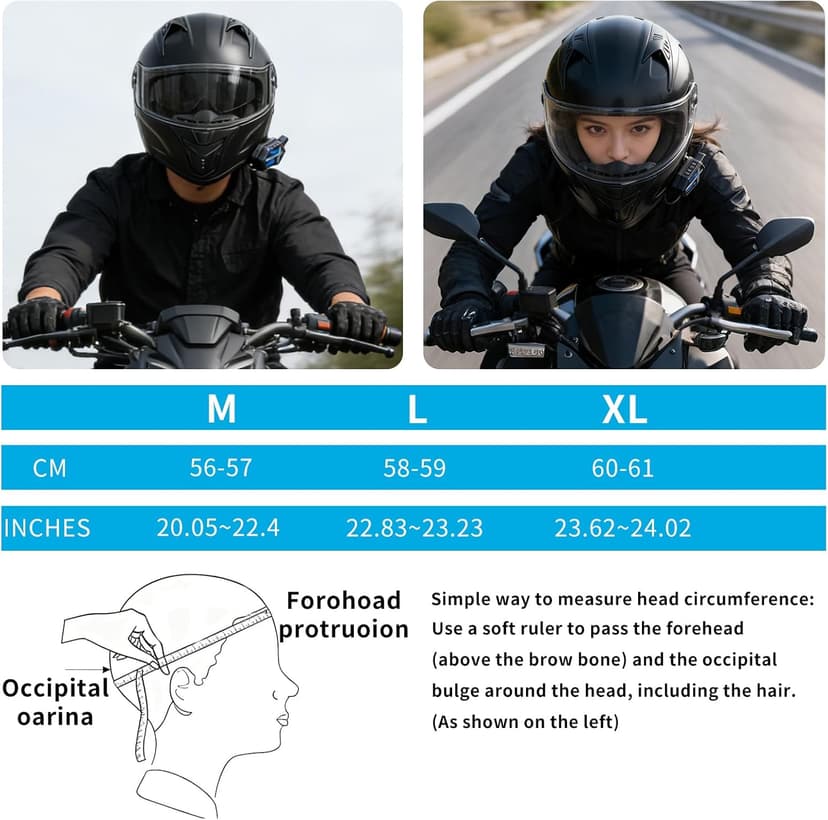 Bluetooth Modular Motorcycle Helmets with Tail Lights, DOT Certified Flip-Up Dual Visor Full Face Helmets for Men & Women Moto ATV UTV Snowmobile ADV Four Wheeler Street Bike