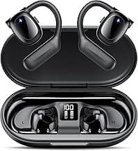 Open Ear Bluetooth 5.3 Earbuds,Wireless Headphones Sport Over Earphones Built-in 4 Mic with Ear Hooks 75H Playtime,Bluetooth Ear Buds with LED Digital Display,IPX5 Waterproof for Running Fitness/Black