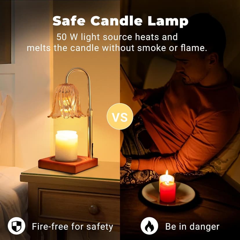 Candle Warmer Lamp with Timer Dimmable, Birthday Gifts for Women Mom, House Warming Gifts New Home Decor, Wax Melt Warmer for Jar Candles with 2 Bulbs