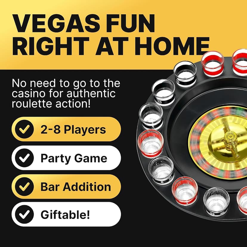 Shot Glass Roulette Drinking Game – 16-Piece Red/Black Set with 2 Metal Balls, Fun Adult Party Game for White Elephant, Game Nights, and Gifts B001JSX7KW