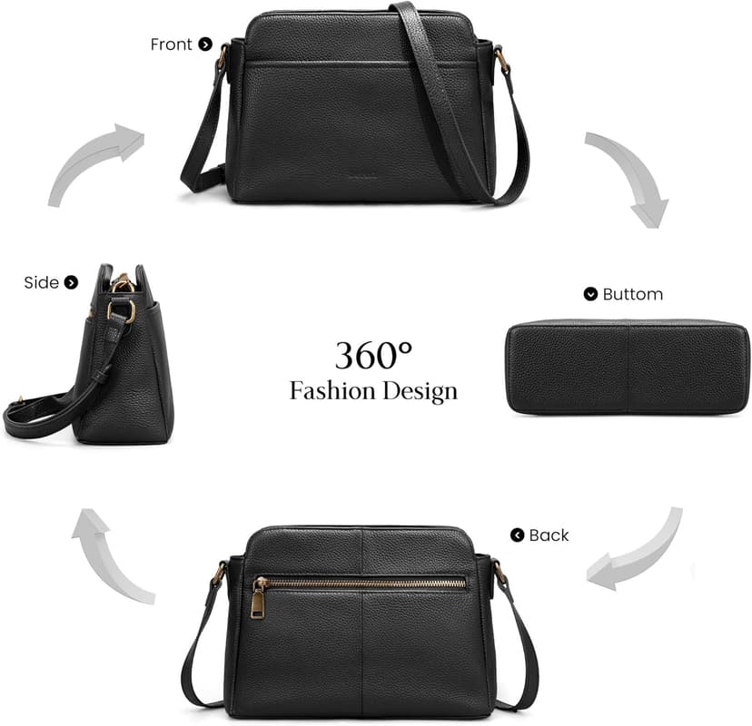 befen Anti-theft Crossbody Bag for Women Geniune Leather, Small Cross Body Shoulder Handbags with RFID Card Slots