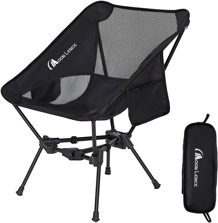 MOON LENCE Portable Camping Chair Backpacking Chair - The 4th Generation Ultralight Folding Chair - Compact, Lightweight Foldable Chairs for Hiking Mountaineering, Beach (Black-1Pack)