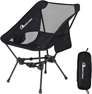 MOON LENCE Portable Camping Chair Backpacking Chair - The 4th Generation Ultralight Folding Chair - Compact, Lightweight Foldable Chairs for Hiking Mountaineering, Beach (Black-1Pack)