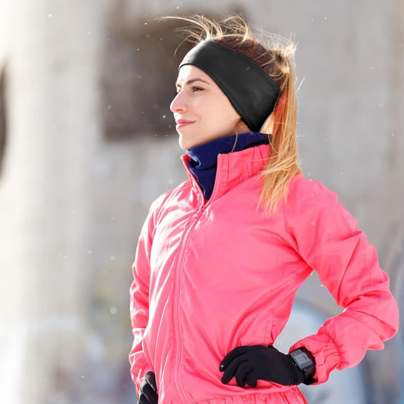 Medsuo 2 PCS Fleece Ear Warmers for Men Women, Soft Earmuffs Comfortable Winter Headband Ear Muffs Warm Ear Covers for Cold Weather Running Cycling Ski (Black)