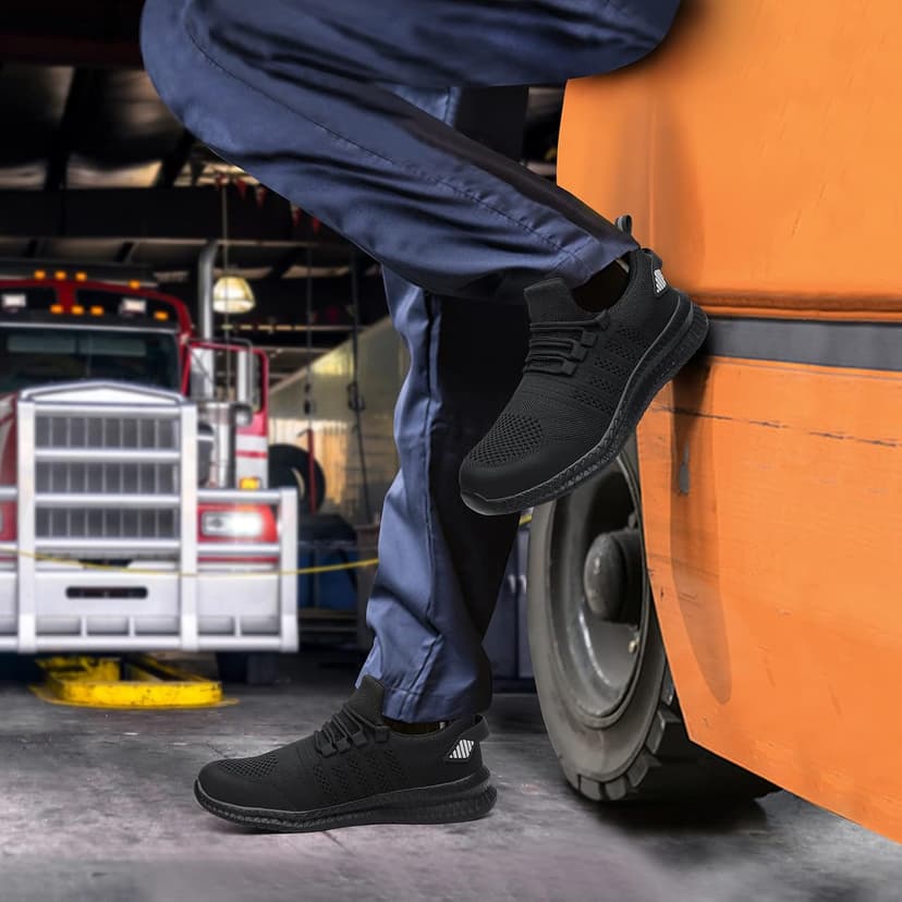 Steel Toe Shoes for Men and Women Comfortable Lightweight Work Safety Shoes Puncture Proof Slip Resistant Indestructible Sneakers Construction Work Utility