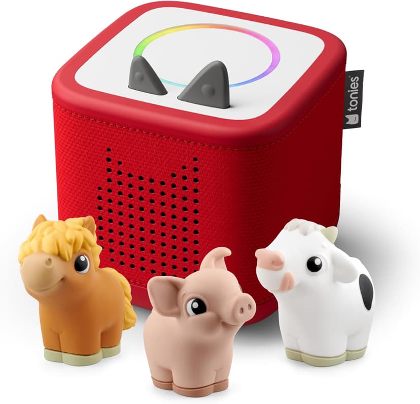 Toniebox 2 My First Farm Bundle for Kids 1+ with Soft and Squeezable Cow, Horse, and Pig - Sunset Red B0FJ2ZY48J