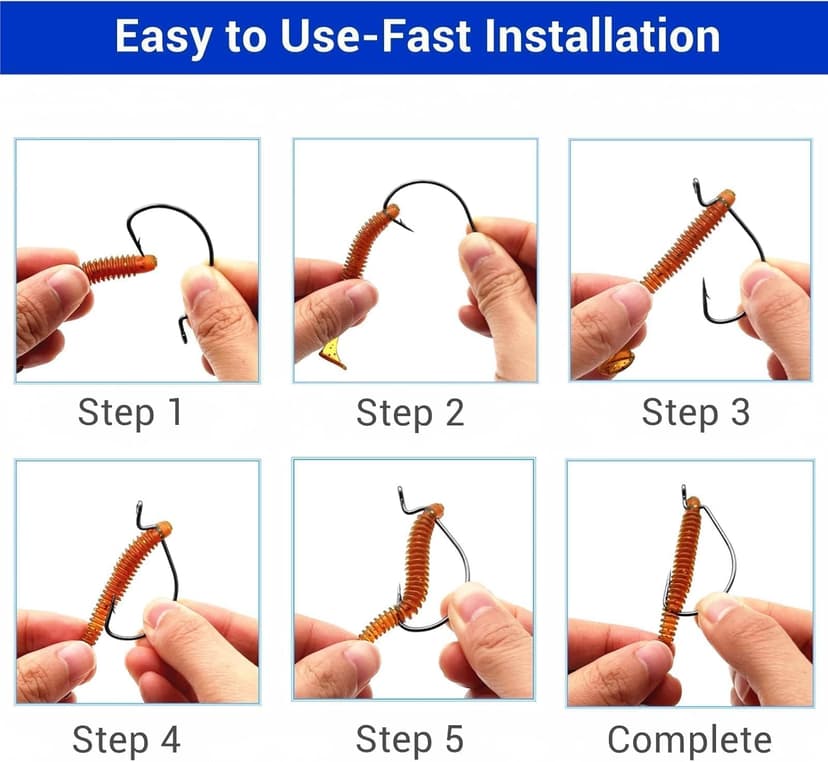 FINOSEAK 120Pcs Bass Hooks Set, Strong Offset Bass Fishing Hooks Freshwater Barbed Sharp Worm Hooks for Texas Rigging Fishing Extra Wide Gap 6 Sizes Assorted #1 1/0 2/0 3/0 4/0 5/0