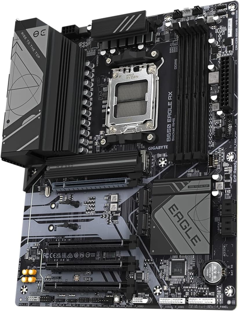 GIGABYTE B650 Eagle AX AM5 LGA 1718 AMD B650 ATX Motherboard, DDR5, Triple M.2 (1x PCIe 5.0 M.2 + 2X PCIe 4.0 M.2), USB 3.2 Gen2x2 Type-C, AMD Wi-Fi 6E, Realtek GbE LAN