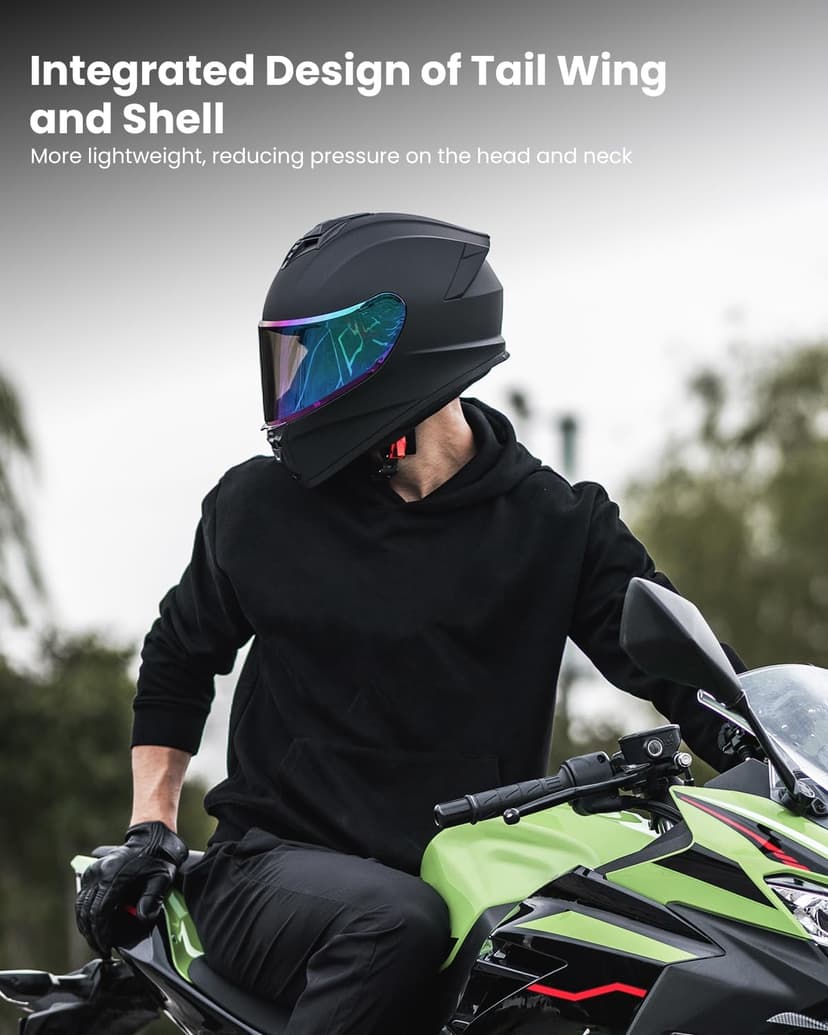 Motorcycle Helmets for Adult Men Women, Full Face Lightweight Street Bike Racing DOT Helmet with Extra Clear Visor Model AU-T801