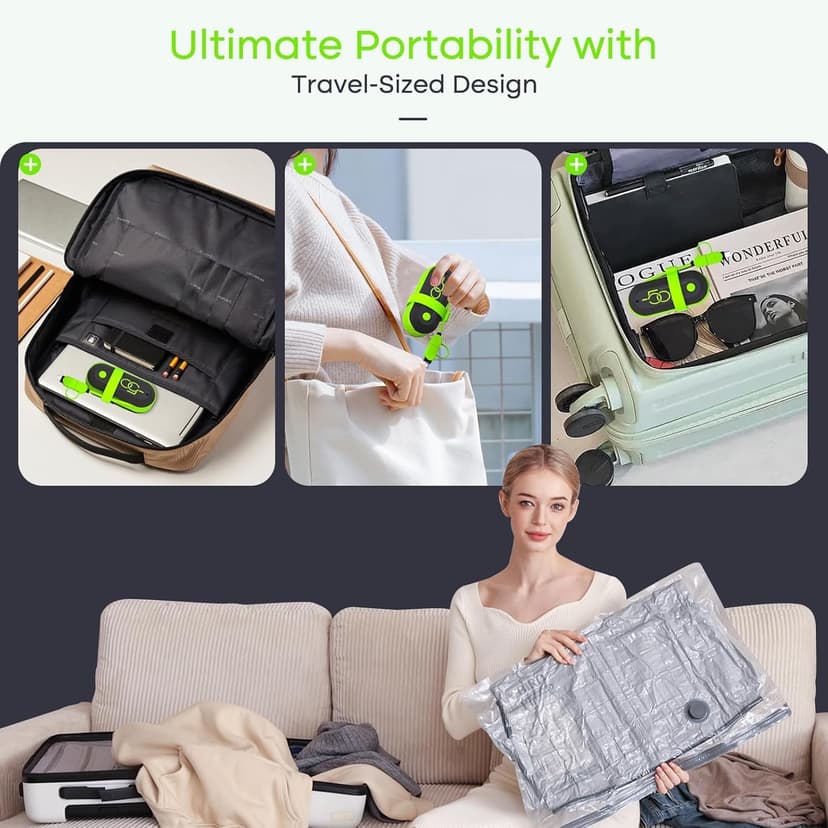 Vacuum Bags for Travel with USB Electric Pump, 15 Pack Carry-on Size Compression Packing for Luggage and Suitcase, Space Saver Bags for Clothes and Clothing Travel