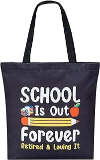 PARBEE Tote Bag, Large Black Canvas Bag with Pocket, Funny Retirement Gift for Teachers, Reusable, Machine Washable, Tote Bag for Retired Teachers, Unisex