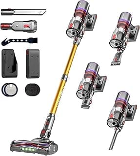 UNINELL HOME Cordless Vacuum Cleaner, 50000Pa 580W 70Mins Vacuum Cleaners for Home,Anti-Tangle Stick Vacuum Self-Standing, Handheld Vacuum Rechargeable for Pet Hair/Carpet/Floor,LED Display
