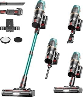 Cordless Vacuum Cleaner, Upgraded 580W 48KPA 65Mins Vacuum Cleaners for Home, Cordless Stick Vacuum Cleaner with Self-Standing and LED Screen, Anti-Tangle Wireless Vacuum for Pet Hair/Carpets/Floors