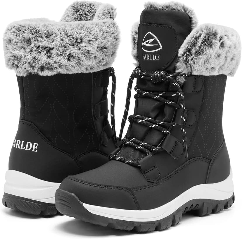 EARLDE Women's Snow Boots Waterproof Winter Boots Mid-Calf Outdoor Lightweight Warm Faux Fur Lined with Non-slip Sole