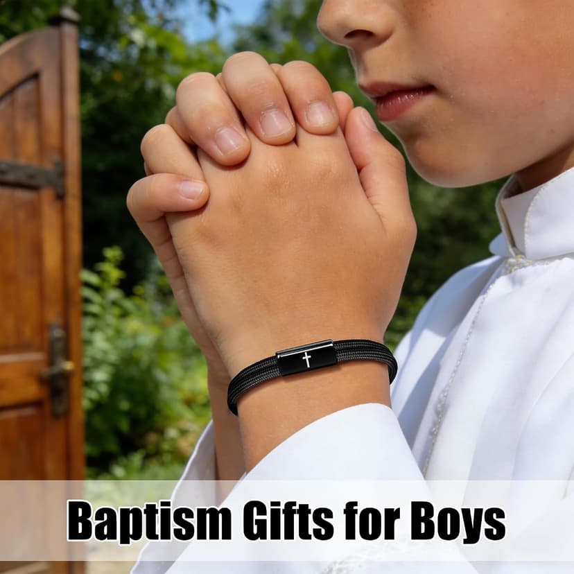 Birthday Philippians Confirmation Baptism Gifts for 9 10 11 13 16 18 21 Years Old Boy, Soccer Baseball Basketball Accessories PEALICIOUS Cross Bracelet for Boys, Joshua Birthday Son Gifts for Teens B0GJ54CQ6W