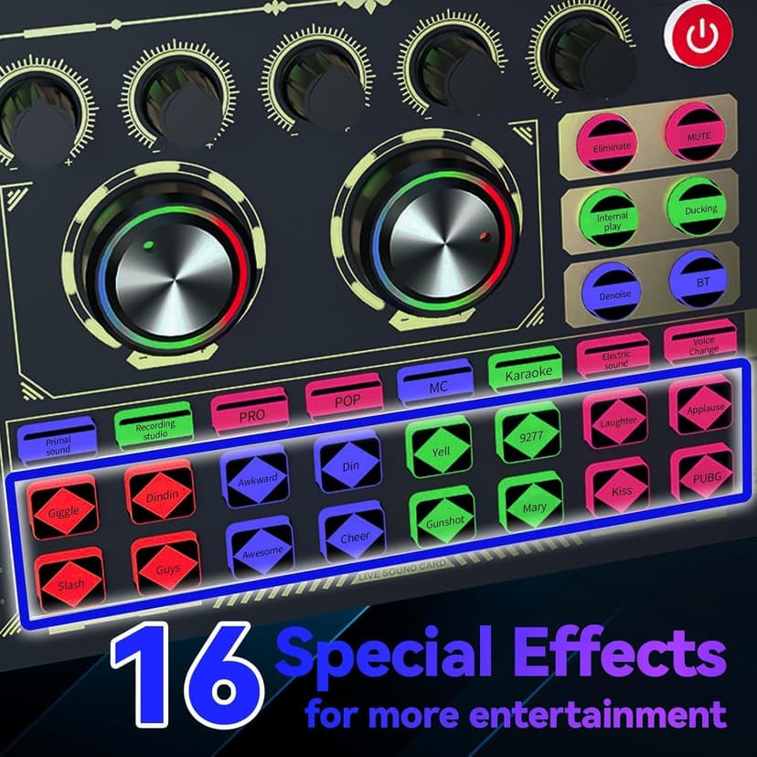 HALCONTORNO Podcast Sound Board F999 Plus - Music Mixer Board, Audio Mixer for YouTuber Streamer Music Gamer, Audio Interface, DJ Equipment Sound Card for Beginners (F999 Plus)