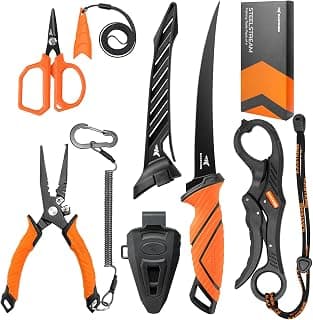 Corrosion Resistant Fishing Pliers, Fillet Knife, Scissors, 55 lb Floating Fish Lip Gripper, Multi-Function Fishing Tools KastKing SteelStream Fishing Tool Set, Fishing Gear B0F2FQ6CD9