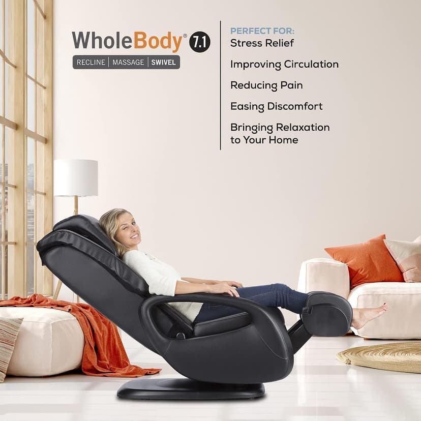 Human Touch WholeBody 7.1 Swivel-Base Full Body Relax and Massage Chair - Perfect for Home Relaxation and Stress Relief | Warm Air Heating | Customizable Massage | Retractable Ottoman | Espresso Color, 7.1"