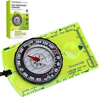 Multifunctional Waterproof Orienteering Compass Mini Portable Survival Compass for Map Reading, Hiking, Camping, Backpacking, Perfect Outdoor Scout Gifts for Kids, Orange
