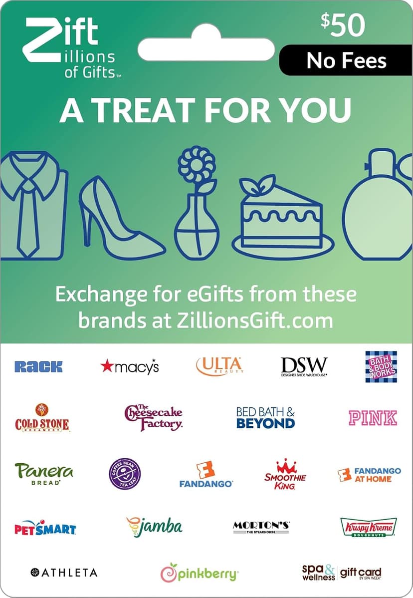 Zift Zillions of Gifts A Treat for You Multi-Brand Shopping & Dining Physical Gift Card - $50 B0FKGRCKT8