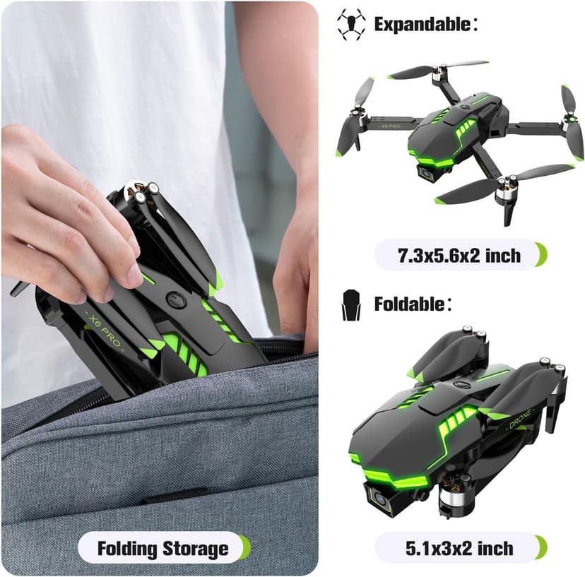 1080P FPV Camera Drone for Beginners, Foldable Quadcopter with Remote Control, Easy to Fly, Portable Design for Adults & Teens, Black