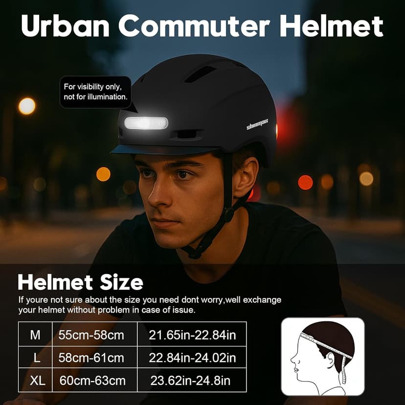 Bike Helmet, Shinmax Adult Cycling Helmet with USB Rechargeable LED Front and Back Light Bicycle Helmets for Men Women