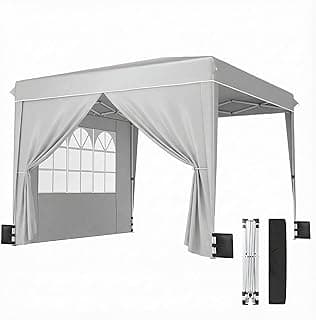 Outsunny 10 x 10 ft Pop Up Canopy Tent with Sidewalls, UPF50+ Outdoor Portable Instant Canopy Shelter with Carry Bag, Sandbags, Adjustable Height for Parties, Events, Camping, Light Gray