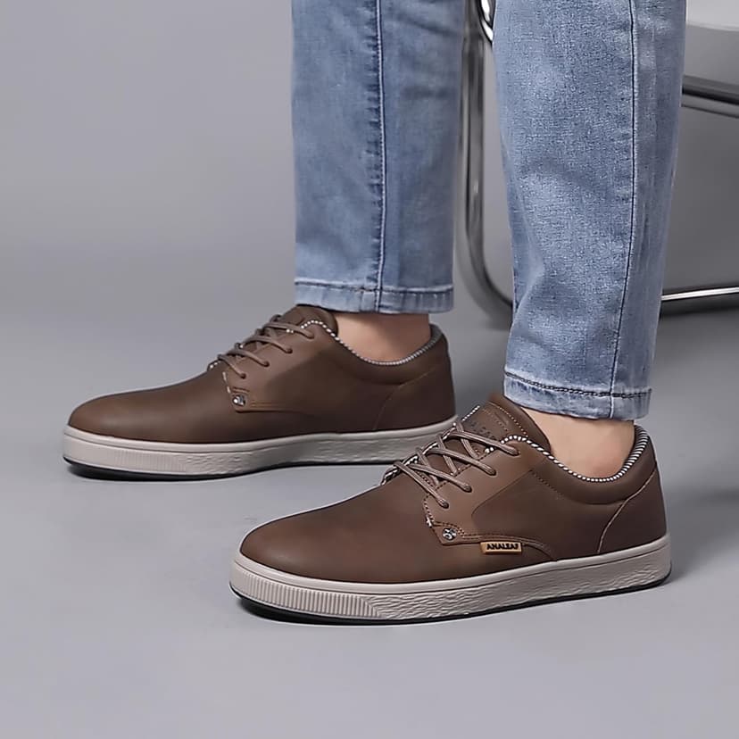 ANALEAF Mens Casual Oxfords Fashion Sneakers Soft Comfortable Lace-Up Dress Shoes