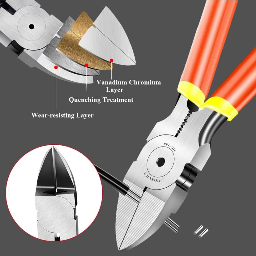 Ultra Sharp | Longer Cutting Edge | Powerful Pliers | Ideal for Cables, Wires, Zip Ties, Electrical & Most Cut Needs MONVICT 2 Pack 6 inch Wire Cutters Precision Flush Side Cutters B0B461286T
