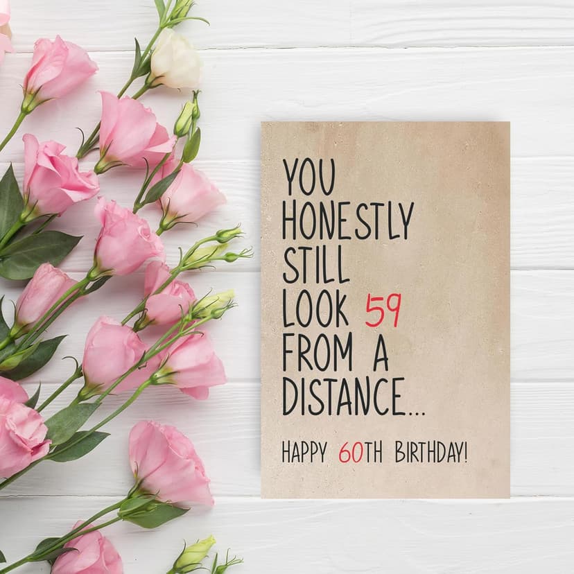 Funny 60 Year Old Birthday Card, Humorous 60th Birthday Card for Dad Mom Husband Wife Grandpa Grandma Friend, Ideal Born In 1965 Card for Him Her