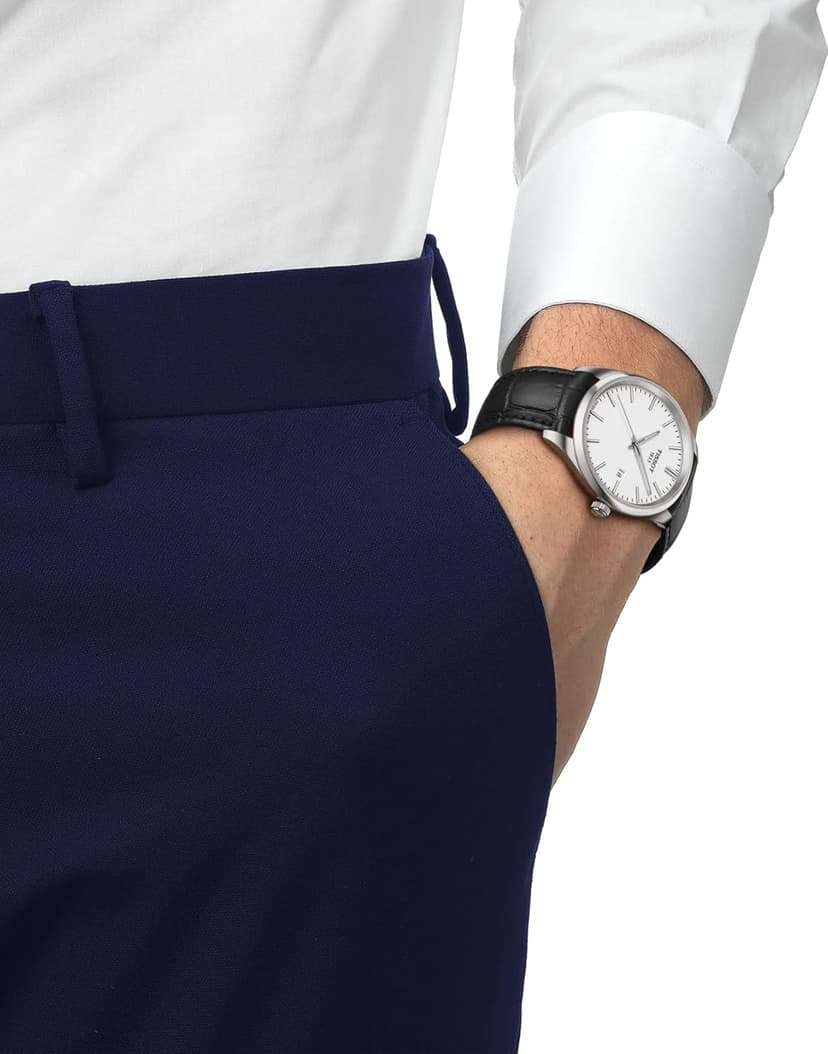 Tissot PR 100 Quartz 40mm, Swiss Quartz Watch for Men, Stainless Steel Case, Black Leather Strap, T1504101601100