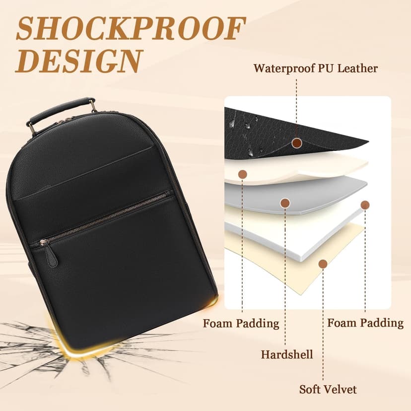 Divvia Camera Backpack Classic PU Leather with 15 Inch Laptop Compartment, Professional Camera Bag for Photographers for DSLR Large 20L