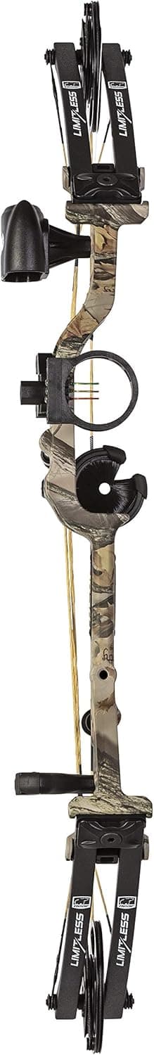 Bear Archery Limitless Dual Cam Compound Bow - Includes Quiver, Sight and Rest, God's Country