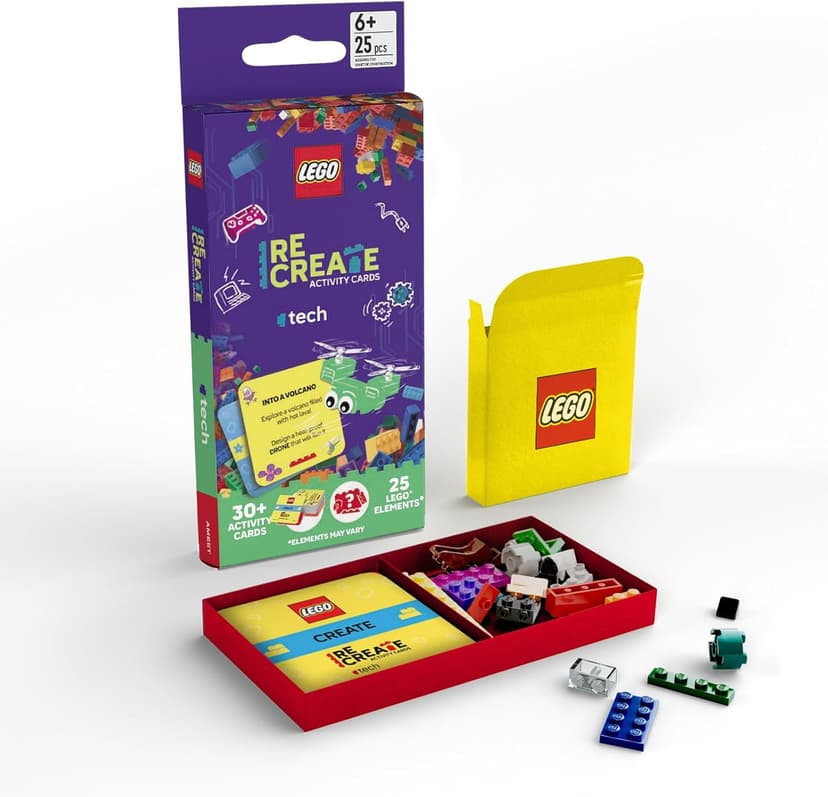 LEGO Recreate Activity Cards – Tech | Build & Play Game with 30+ Activity Cards & 25 LEGO Elements | Ages 6+