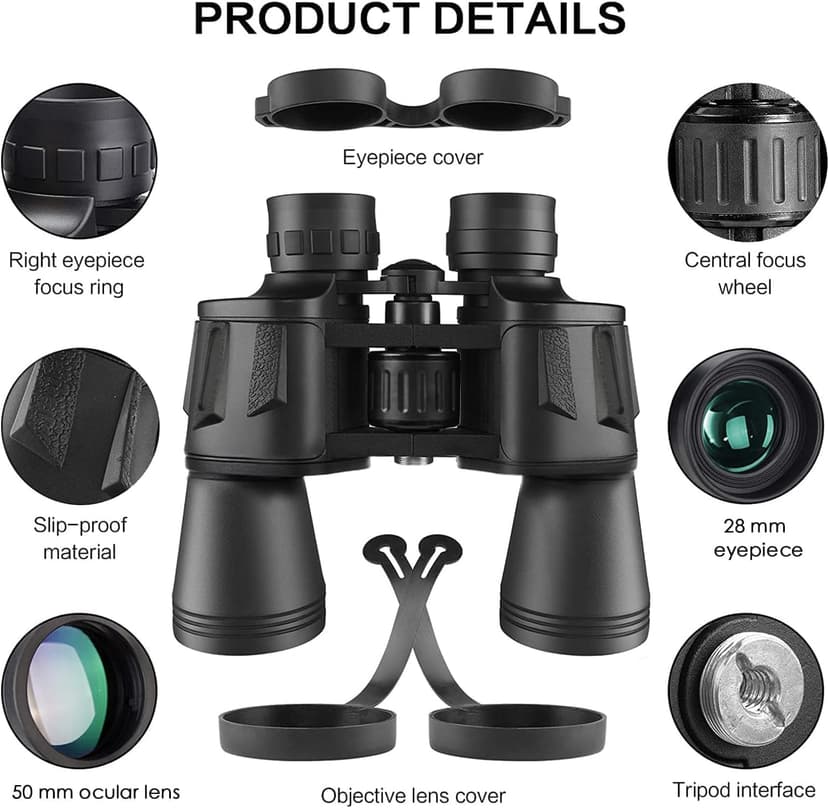 20x50 Binoculars for Adults, HD High Powered Professional Binoculars for Bird Watching Travel Stargazing Concerts Outdoor Sports-BAK4 Prism FMC Lens,Waterproof