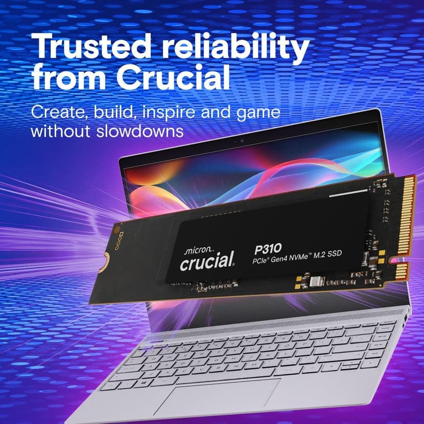 Crucial P310 1TB SSD, PCIe Gen4 NVMe M.2 2280, Up to 7,100MB/s, for Laptop, Desktop (PC), & Handheld Gaming Consoles, Includes Acronis Data Recovery Software, Solid State Drive - CT1000P310SSD801