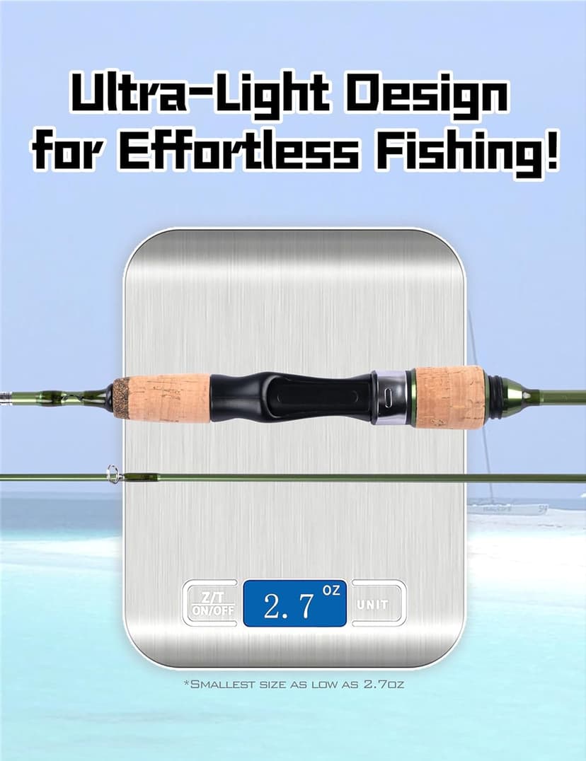LITTMA Wild Streams Ultralight Spinning&Casting Trout Rod, 2-Piece Fishing Rod for Crappie, Panfish & Micro Fishing, Green Carbon Fiber Blank with Cork Handle, 5’6”/6’/6’6”/7’